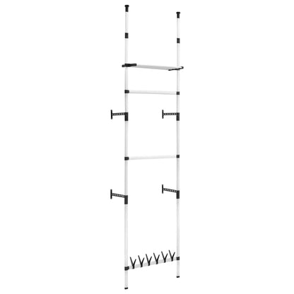 Telescopic Wardrobe System with Rods and Shelf Aluminium