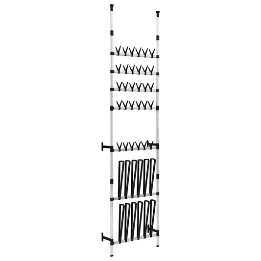 Shoe Rack | Silver and black | Aluminium, plastic