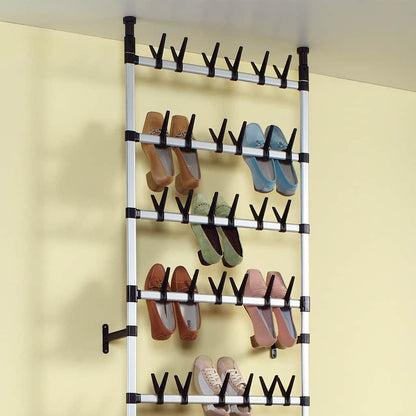 Telescopic Shoe Rack with Rods Aluminium