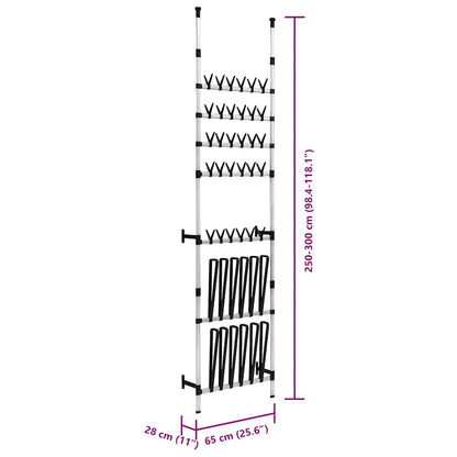 Telescopic Shoe Rack with Rods Aluminium