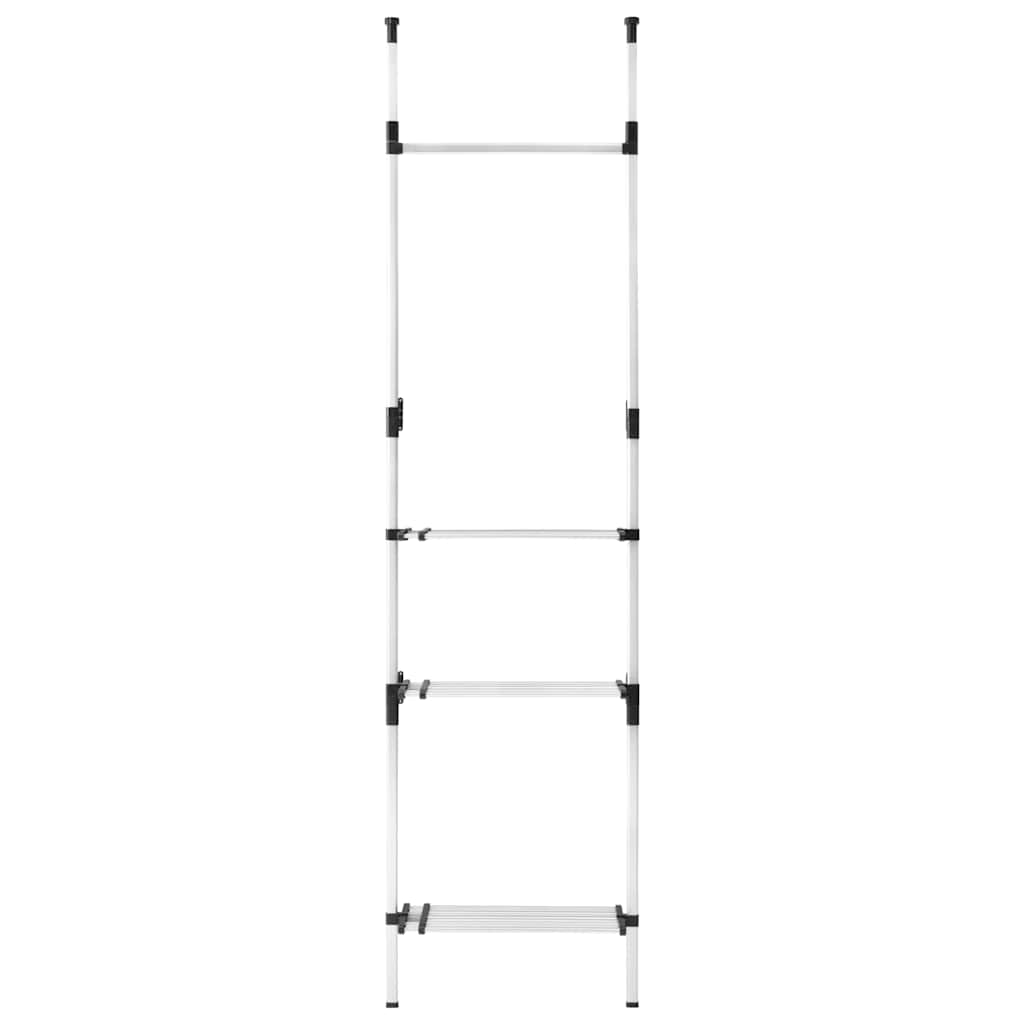 Telescopic Wardrobe System with Rods and Shelf Aluminium