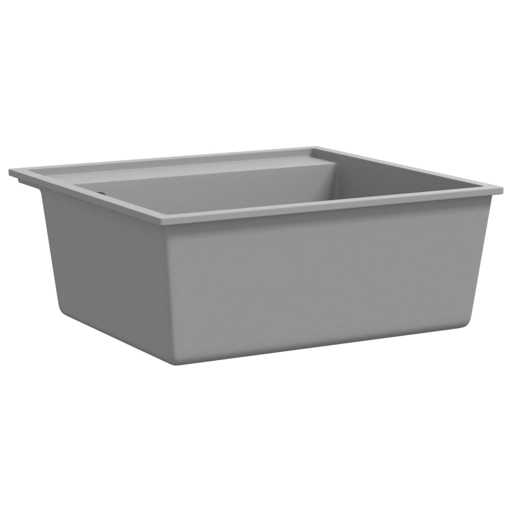147062 vidaXL Kitchen Sink with Overflow Hole Grey Granite