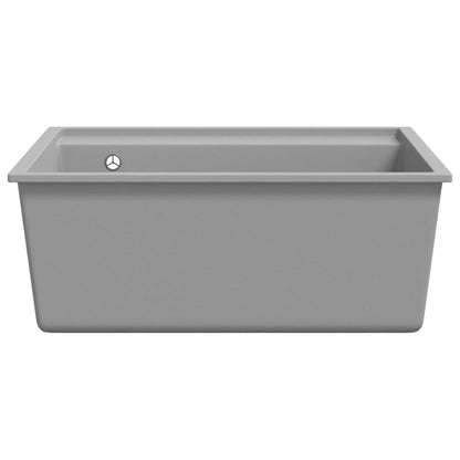 147062 vidaXL Kitchen Sink with Overflow Hole Grey Granite