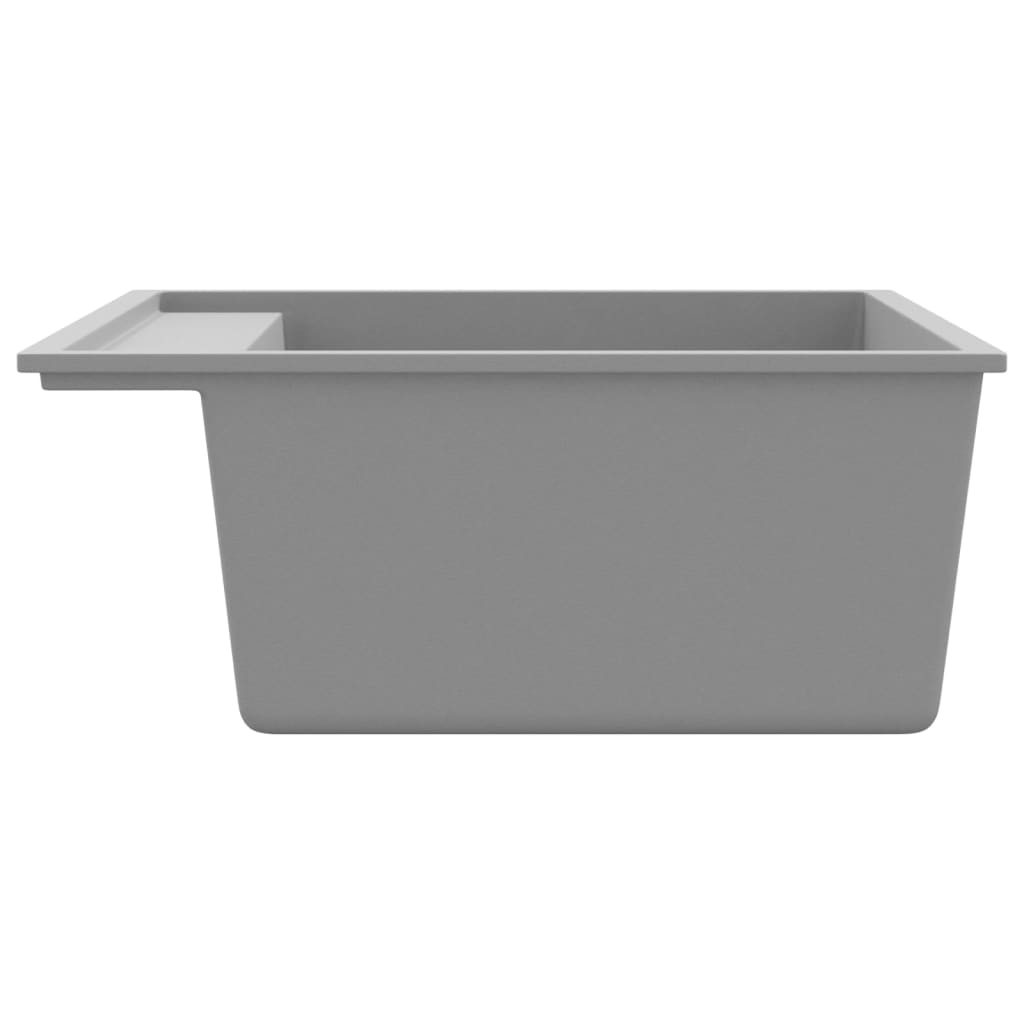147062 vidaXL Kitchen Sink with Overflow Hole Grey Granite