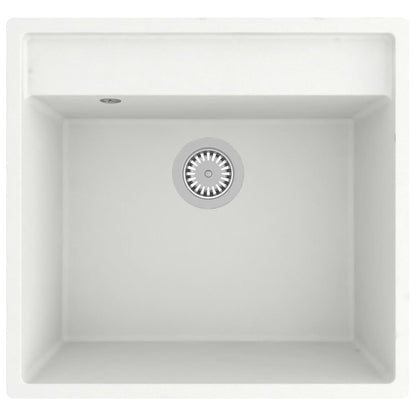 147064 vidaXL Kitchen Sink with Overflow Hole White Granite