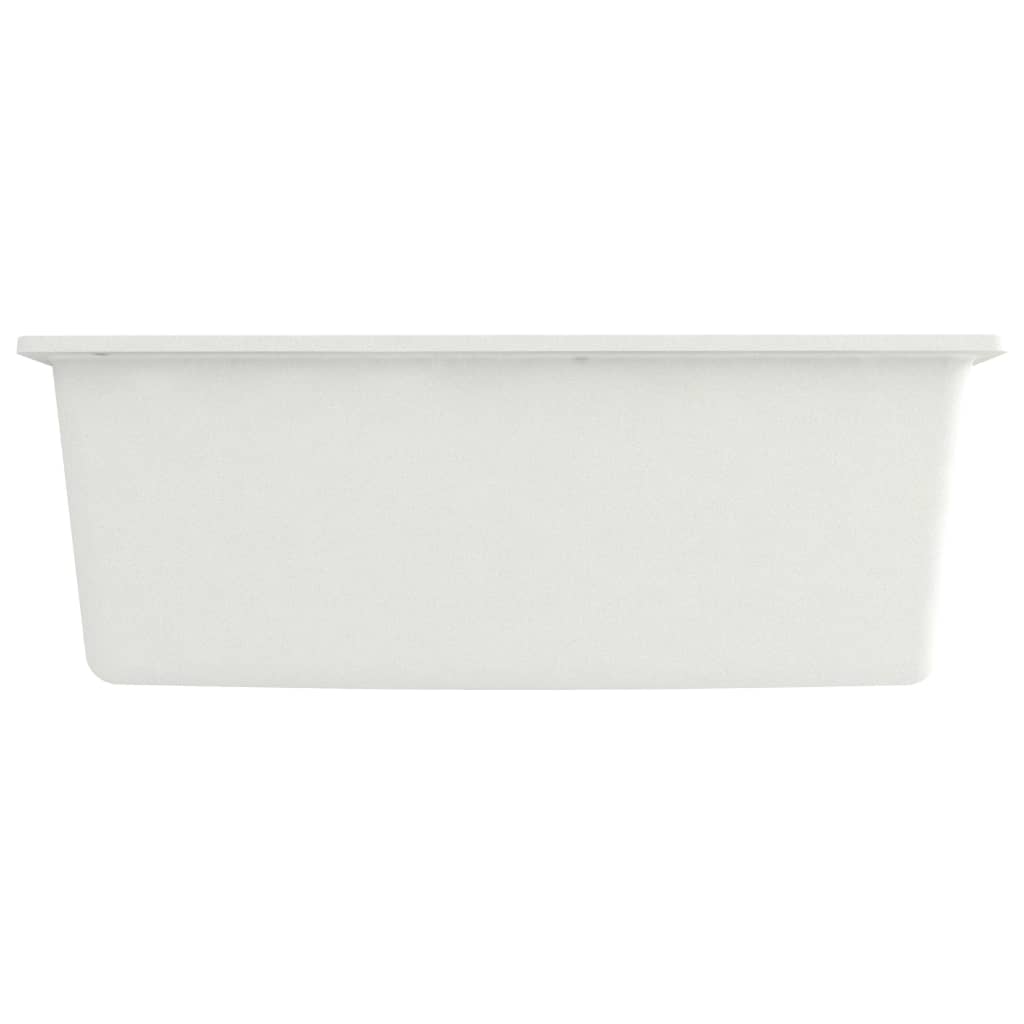 147064 vidaXL Kitchen Sink with Overflow Hole White Granite