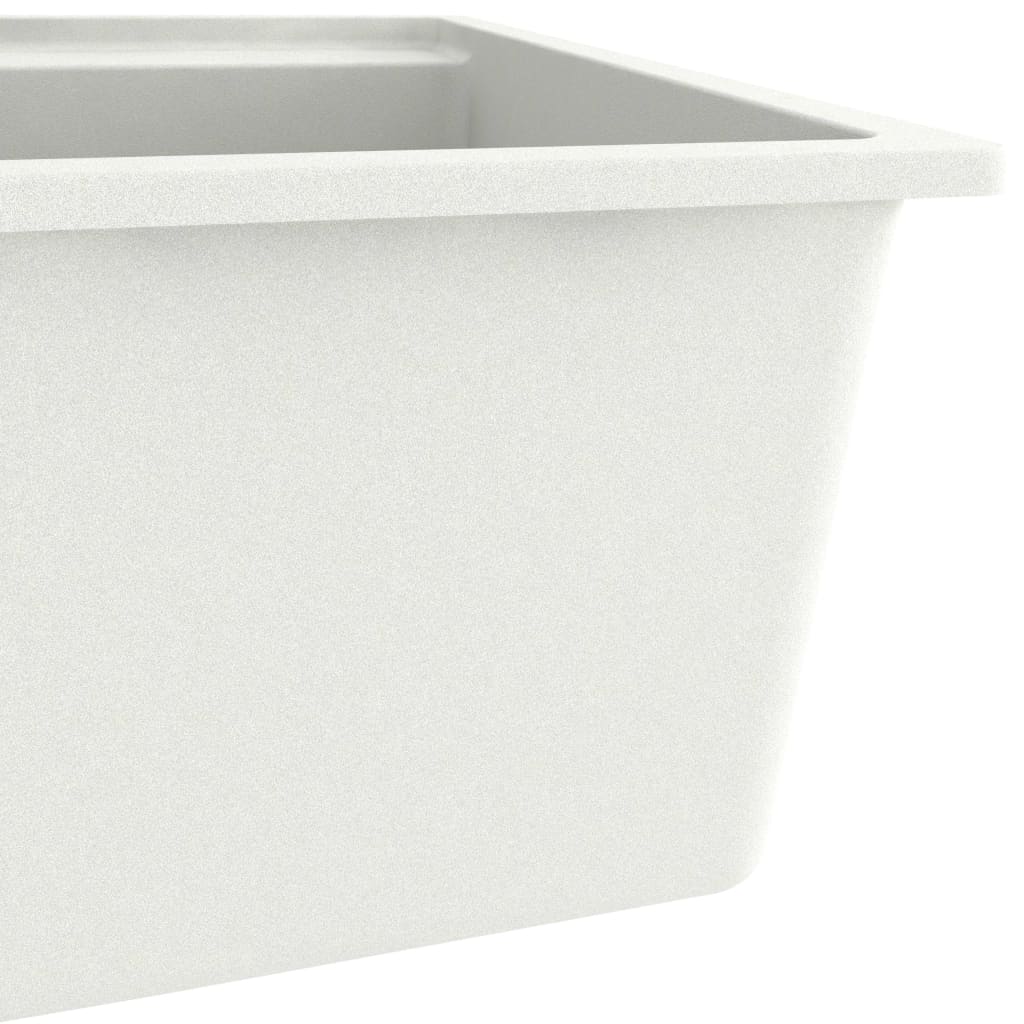 147064 vidaXL Kitchen Sink with Overflow Hole White Granite
