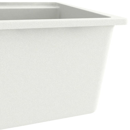 147064 vidaXL Kitchen Sink with Overflow Hole White Granite