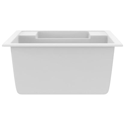 Kitchen Sink with Overflow Hole Double Basins White Granite