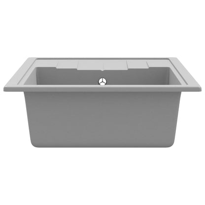 Kitchen Sink with Overflow Hole Oval Grey Granite