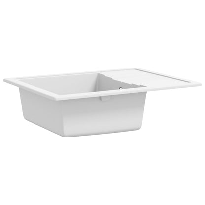 Kitchen Sink with Overflow Hole Oval White Granite