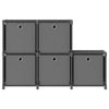 5-Cube Display Shelf with Boxes Grey 103x30x72.5 cm Fabric
