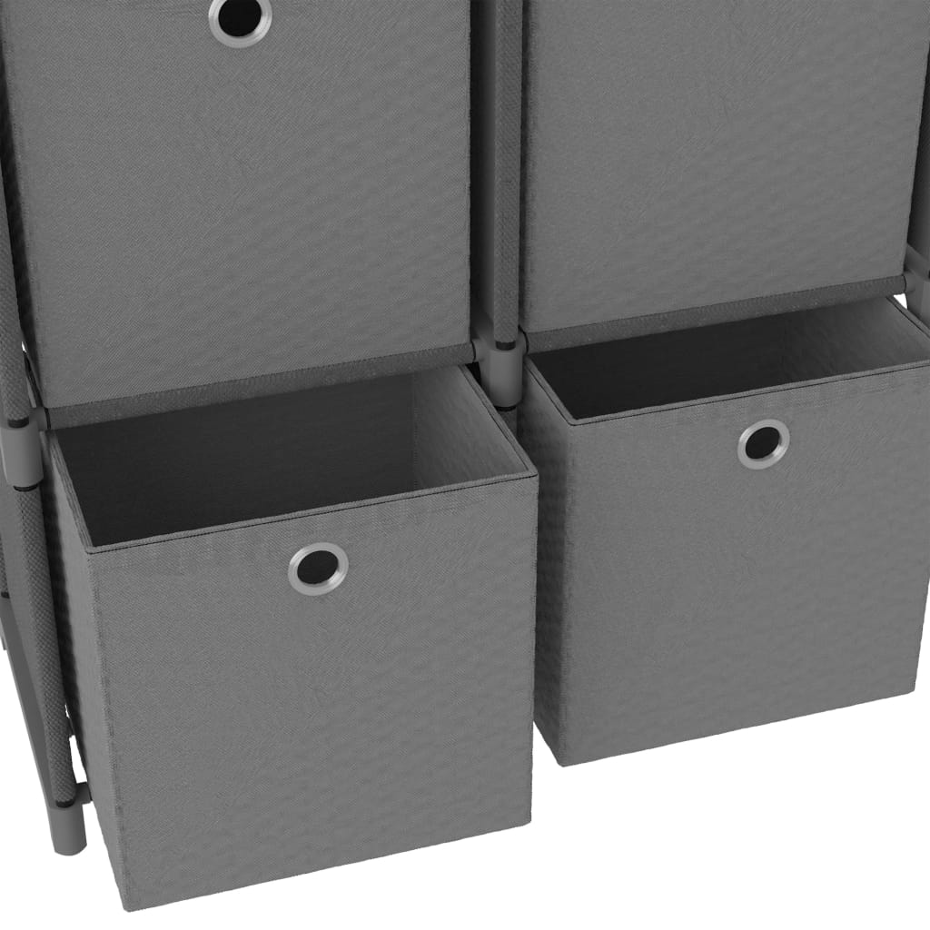 6-Cube Display Shelf with Boxes Gray 40.6"x11.8"x28.5" Fabric
