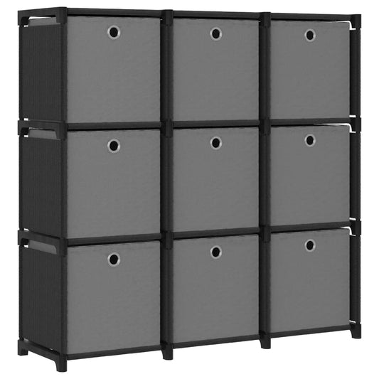 Display Shelf | Black and Grey | Fabric (100% polyester), Steel | 9-Cube
