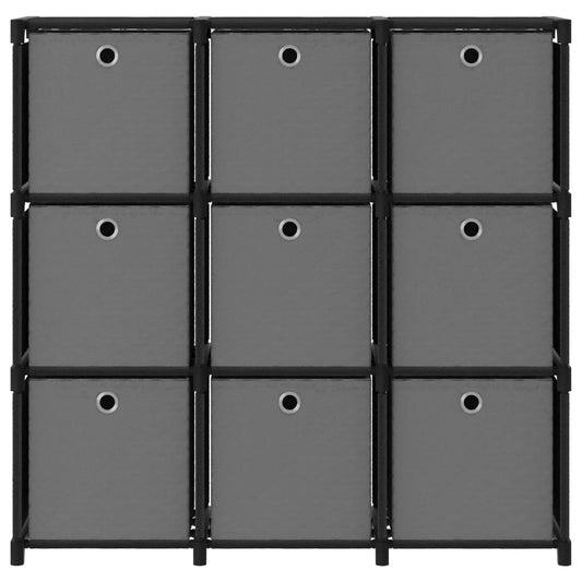 Display Shelf | Black and Grey | Fabric (100% polyester), Steel | 9-Cube