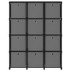 12-Cube Display Shelf with Boxes Black 103x30x141 cm Fabric