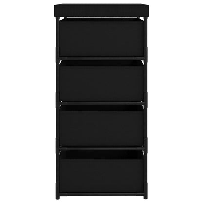 Storage Rack with 4 Fabric Baskets Steel Black