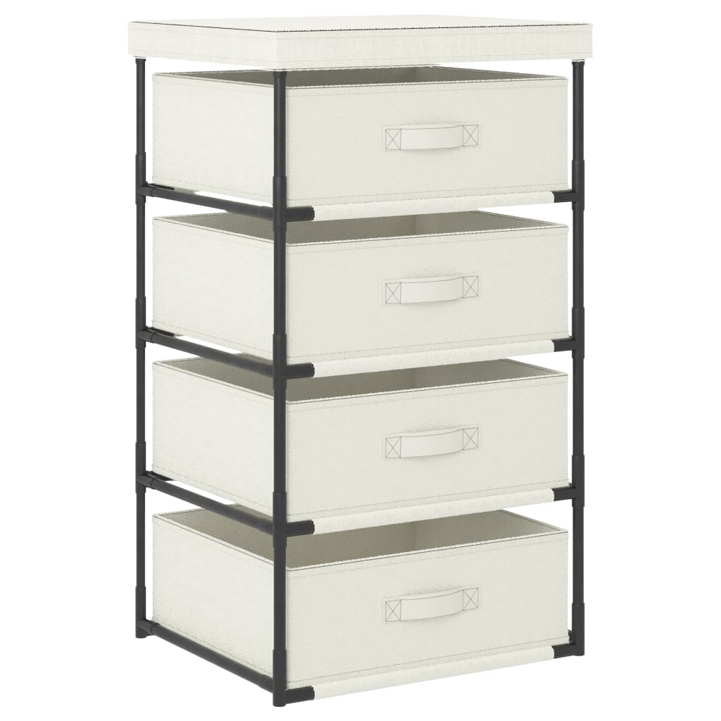 Storage Rack with 4 Fabric Baskets Steel Cream