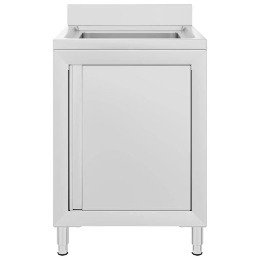 Commercial Kitchen Sink Cabinet 60x60x96 cm Stainless Steel