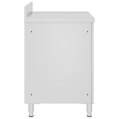 Commercial Work Table with Cabinet 60x60x96 cm Stainless Steel