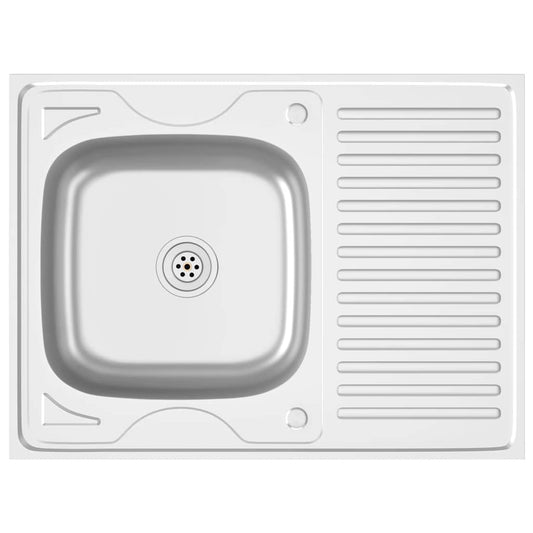 Kitchen Sink with Drainer Set Silver 800x600x155 mm Stainless Steel
