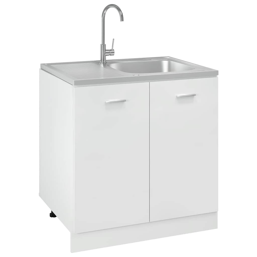 Kitchen Sink with Drainer Set Silver 800x600x155 mm Stainless Steel