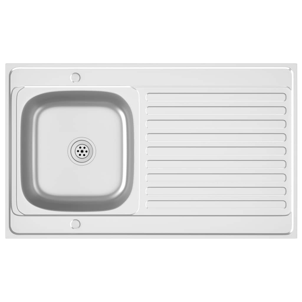 Kitchen Sink with Drainer Set Silver 1000x600x155 mm Stainless Steel