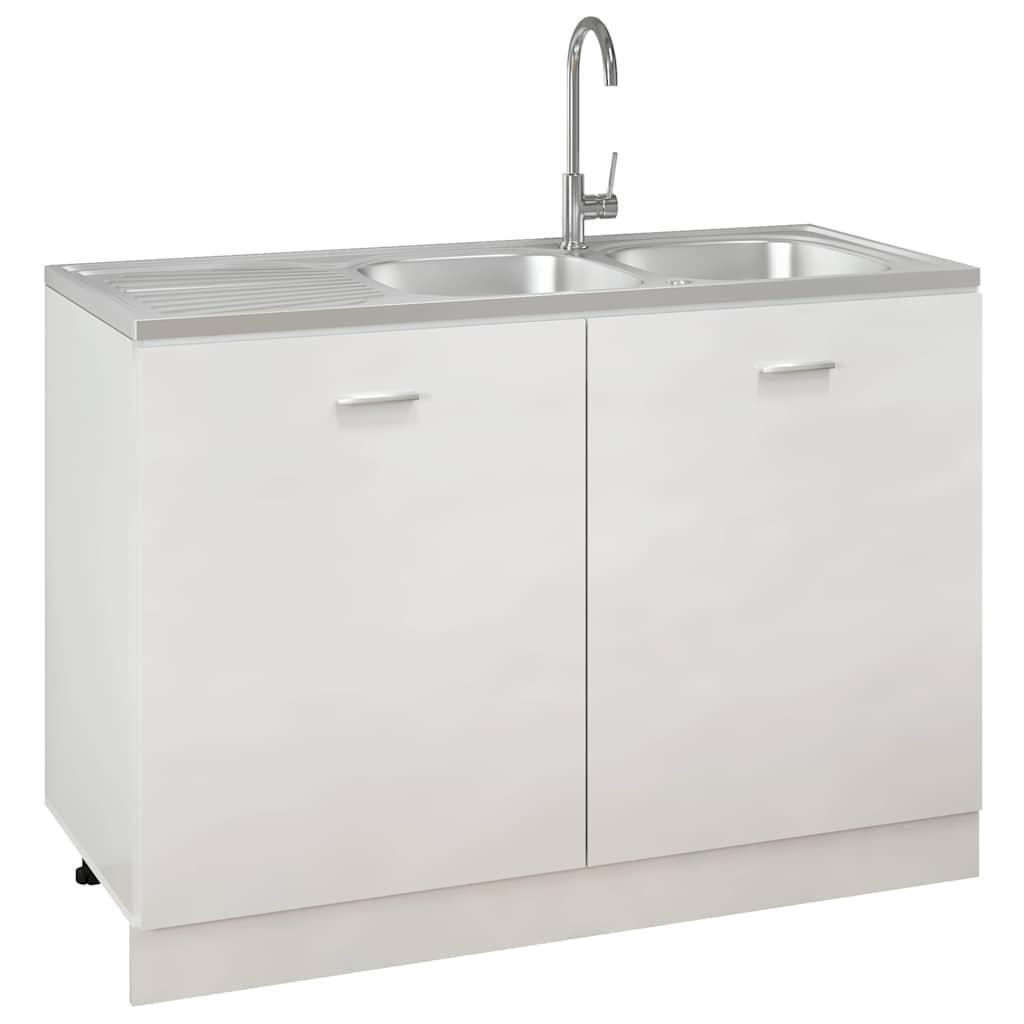 Kitchen Sink with Double Sinks Silver 1200x600x155 mm Stainless Steel