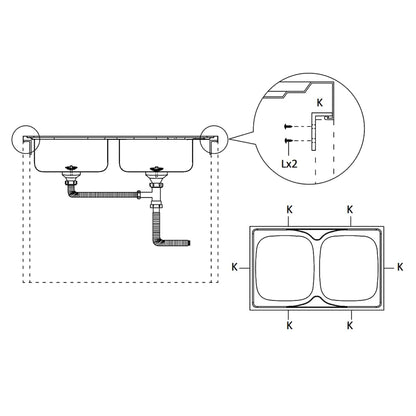 Kitchen Sink with Double Sinks Silver 1200x600x155 mm Stainless Steel