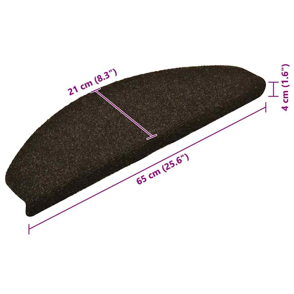 Stair Mats Self-adhesive 15 pcs 65x21x4 cm Dark Brown Half Round Large