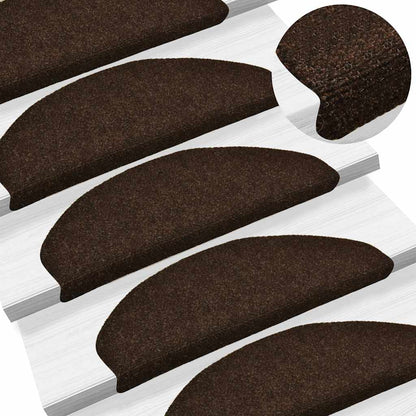 Stair Mats Self-adhesive 15 pcs 65x21x4 cm Brown Half Round Large