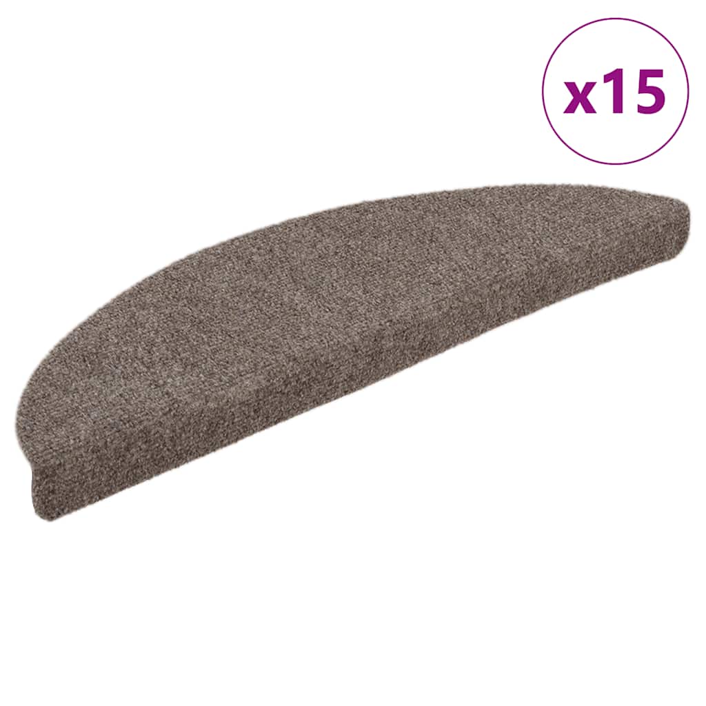 Stair Mats Self-adhesive 15 pcs 56x17x3 cm Beige Half Round