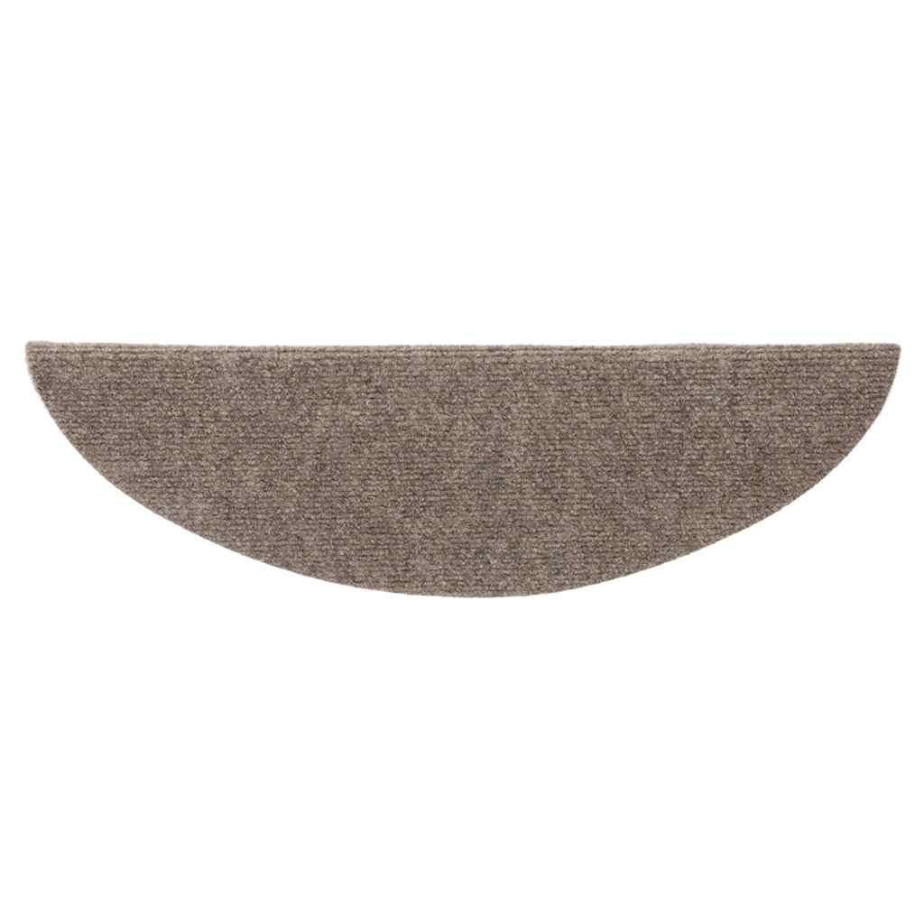 Stair Mats Self-adhesive 15 pcs 56x17x3 cm Beige Half Round