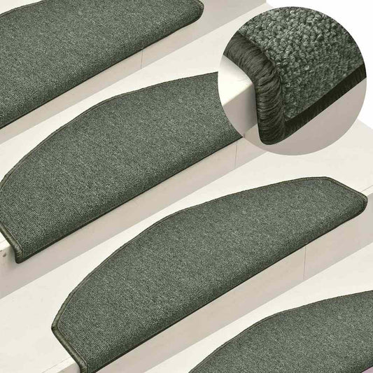 Stair Mats 15 pcs 65x24x4 cm Dark Green Half Round Large