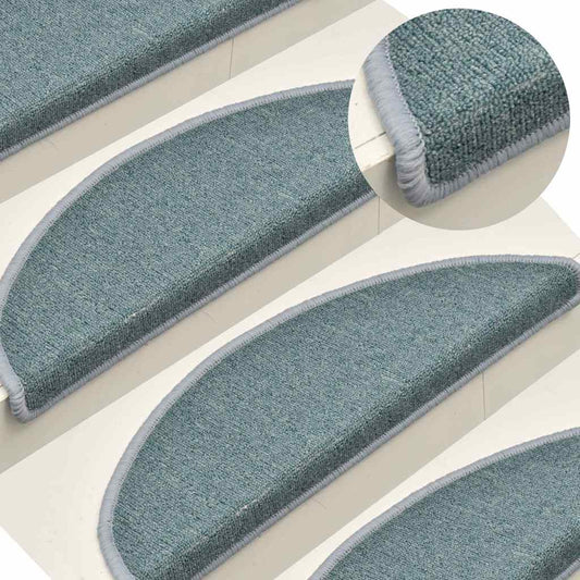 Stair mats 15 pcs 56 x 17 x 3 cm Non-Slip Sea Blue