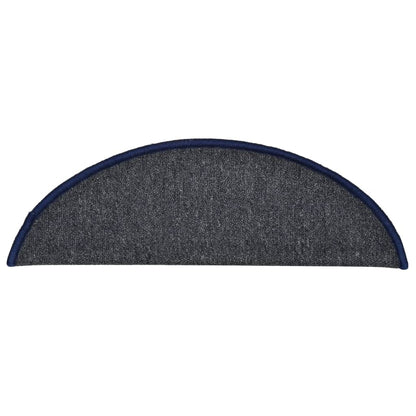 Stair Mats 15 pcs 56x17x3 cm Dark Grey and Blue Half Round