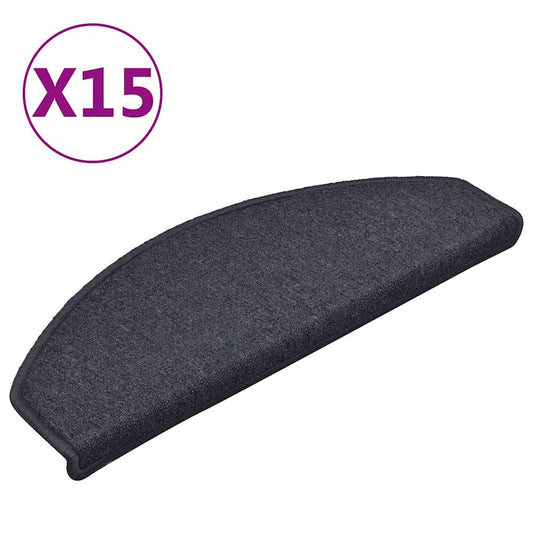 Stair mats 15 pcs 65 x 24 x 4 cm Non-Slip Dark Grey and Blue