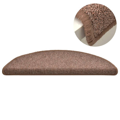 Stair Mats 15 pcs 56x17x3 cm Brown Half Round