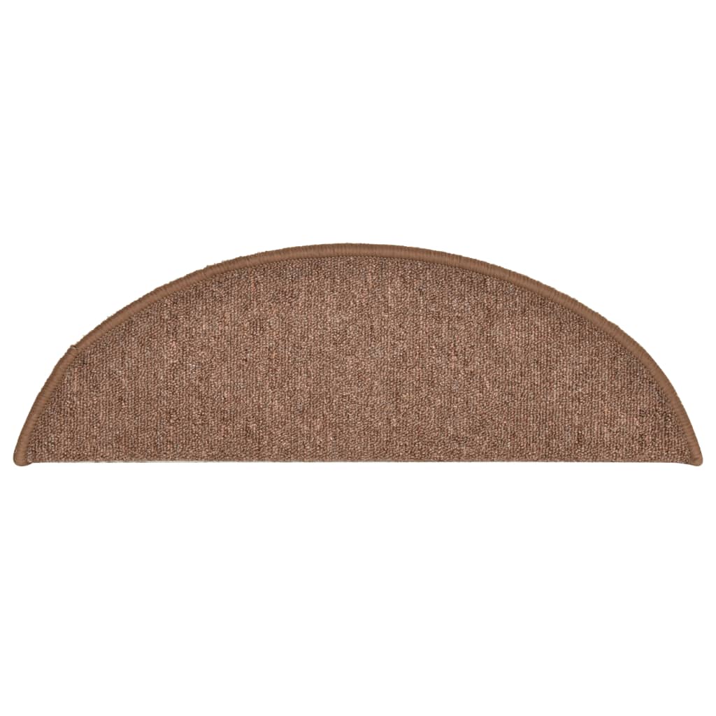 Stair Mats 15 pcs 56x17x3 cm Brown Half Round