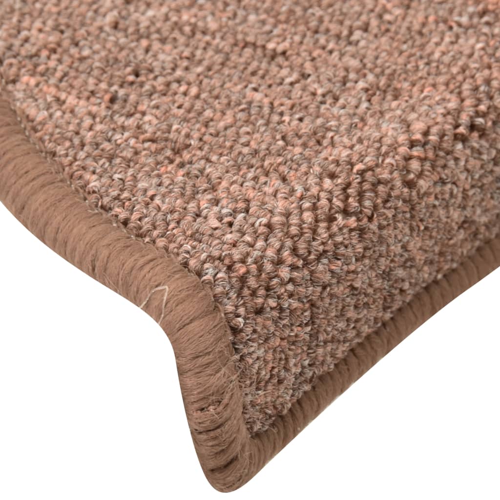 Stair Mats 15 pcs 56x17x3 cm Brown Half Round