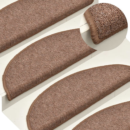 Stair Mats 15 pcs 56x17x3 cm Brown Half Round