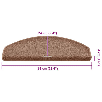 Stair Mats 15 pcs 65x24x4 cm Brown Half Round Large