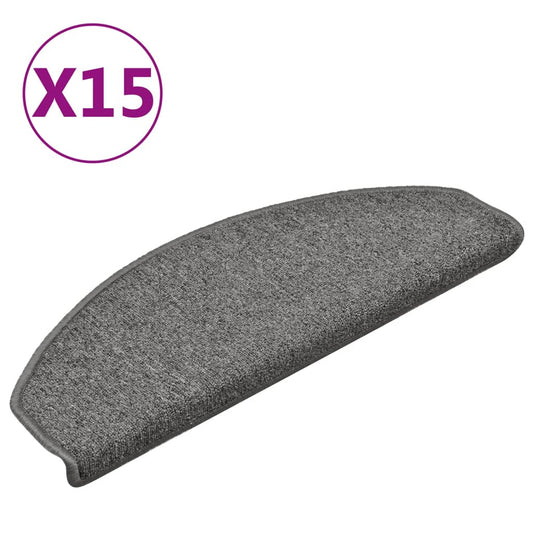 Stair mats 15 pcs 65 x 24 x 4 cm Non-Slip Grey and Black