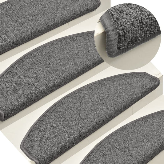 Stair mats 15 pcs 65 x 24 x 4 cm Non-Slip Grey and Black