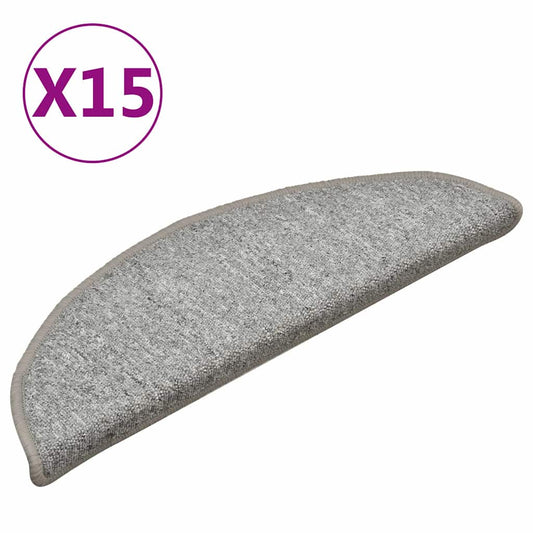 Stair mats 15 pcs 56 x 17 x 3 cm Non-Slip White and Grey