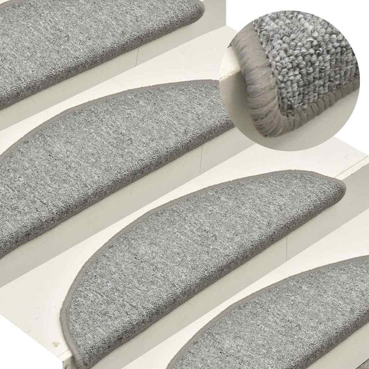 Stair mats 15 pcs 56 x 17 x 3 cm Non-Slip White and Grey