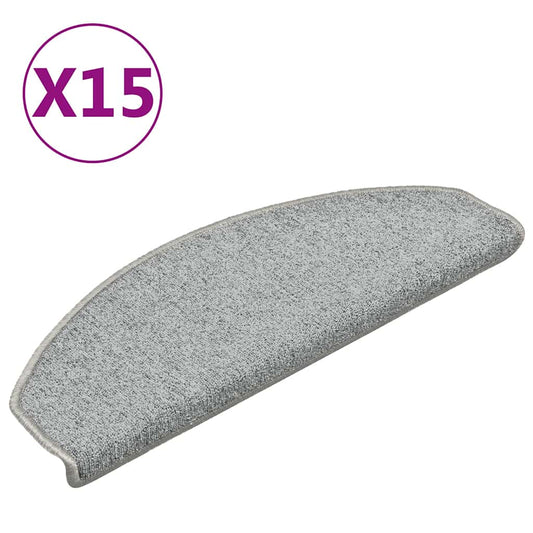 Stair mats 15 pcs 65 x 24 x 4 cm Non-Slip White and Grey