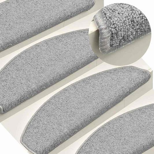Stair mats 15 pcs 65 x 24 x 4 cm Non-Slip White and Grey