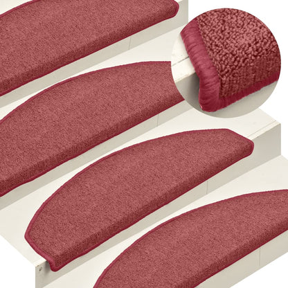 Stair mats 15 pcs 65 x 24 x 4 cm Non-Slip Bordeaux Red
