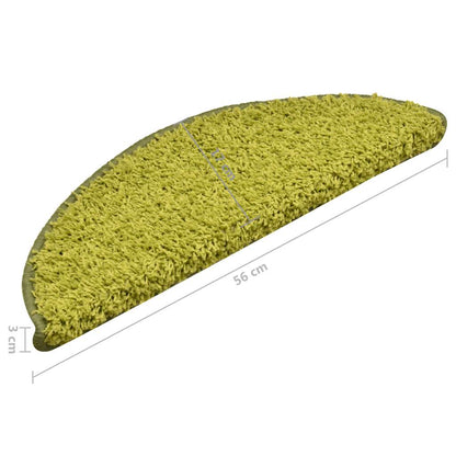Stair Mats 15 pcs 56x17x3 cm Green Half Round